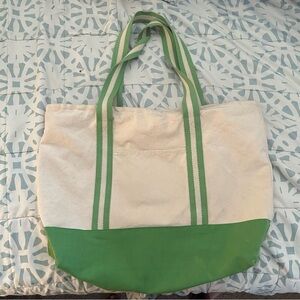 Large Green and Cream Tote Bag